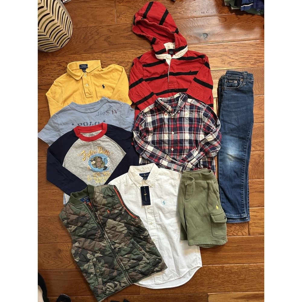 Polo Ralph Lauren Boys Size 5T 6T Clothing Lot Bundle 9 Pcs Camo Vest Jeans